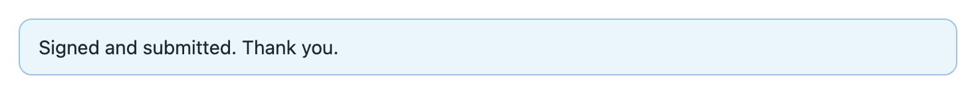 The message Signed and submitted. Thank you.